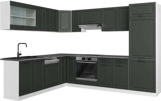 Vicco R-Line Eckküche im Landhausstil in Anthrazit und Weiß B/T/H: 227 x 287 cm - Bild 1