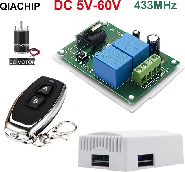 QIACHIP RF Motor Fernbedienung Schalter 433 MHz DC Relais Modul mit Vorwärts Rückwärts und Stop Funktionen für DIY-Projekte - Bild 1