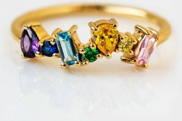 Huitan Fingerring, Kupfer, Gold, Zirkonia, Damen - Bild 1