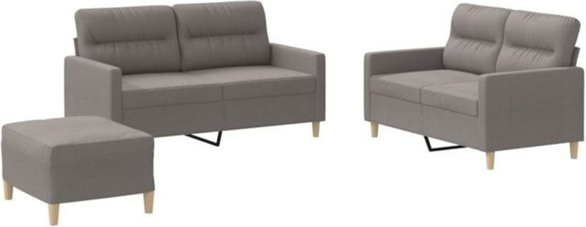 3-tlg. Sofagarnitur mit Kissen von vidaxl in Taupe meliert aus Stoff und Metall im modernen Design - Bild 1