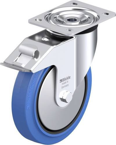 Blickle Stahlblech-Lenkrolle L-POEV 200KAD-FI-SB-FA in Schwarz und Blau mit 200 mm Rad-Durchmesser und einer Tragfähigkeit von max. 400 kg - Bild 1