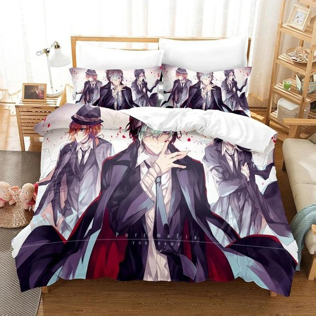 Bungo Stray Dogs Anime Bettwäsche Set aus Mikrofaser mit Bettbezug und Kissenbezug, Mehrfarbig, B/H: 135 x 200 cm - Bild 1