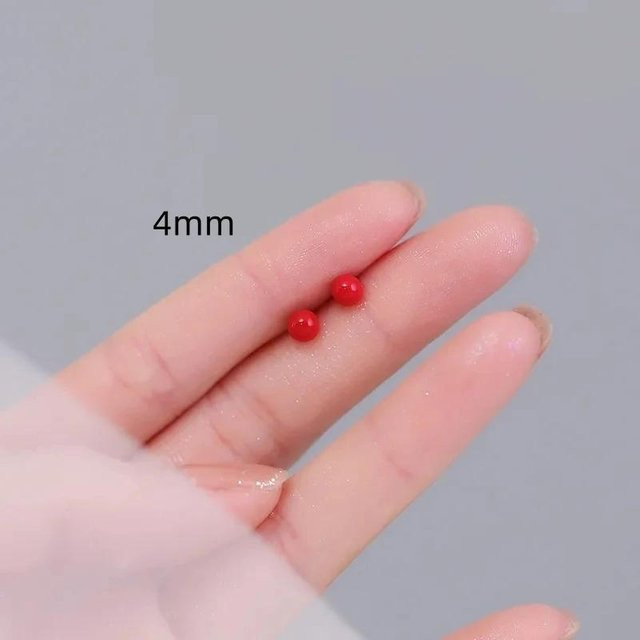 Ohrstecker Imitationsperlen, rot, Damen - Bild 1
