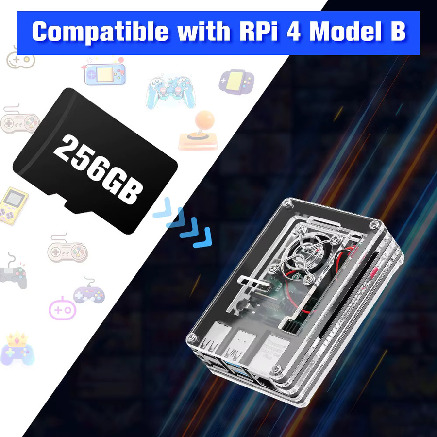 JMachen MicroSD Speicherkarte für Raspberry Pi 4 Modell B mit 64 GB, vorinstallierte 60+ Emulatoren und über 90000 Retro-Spiele, Schwarz - Bild 6