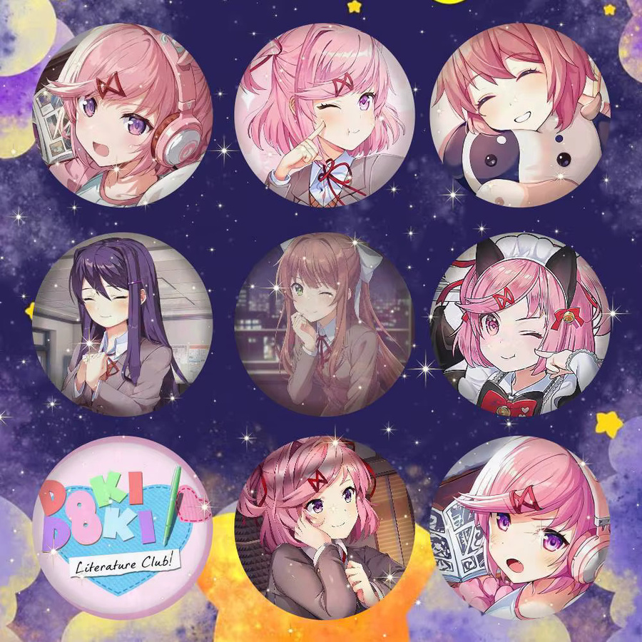 Kayou Doki Doki Literature Club Abzeichen, Runde Cosplay-Pins, Brosche - Bild 2