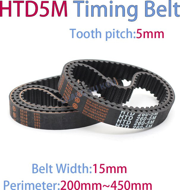 HTD 5M Gummi-Zahnriemen in Schwarz mit einer Breite von 15 mm und einer Länge von 5 m - Bild 1