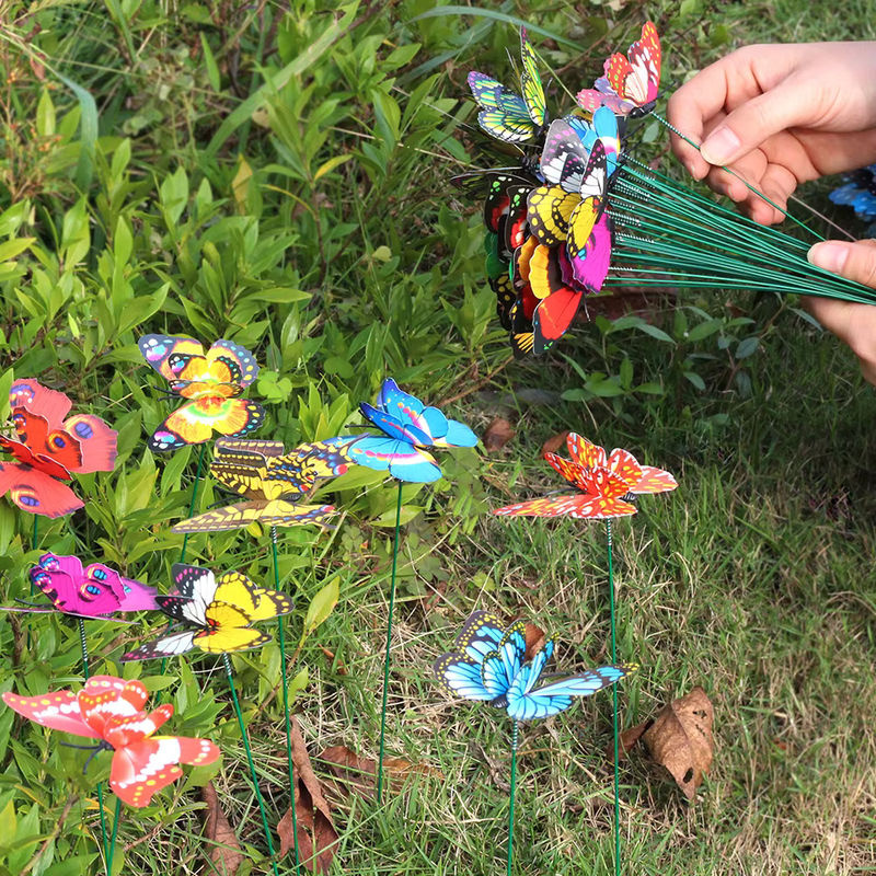 Bunte Doppel-Flügel Schmetterling Gartenstecker aus Kunststoff für die Outdoor-Dekoration im Garten und Hof - Bild 4