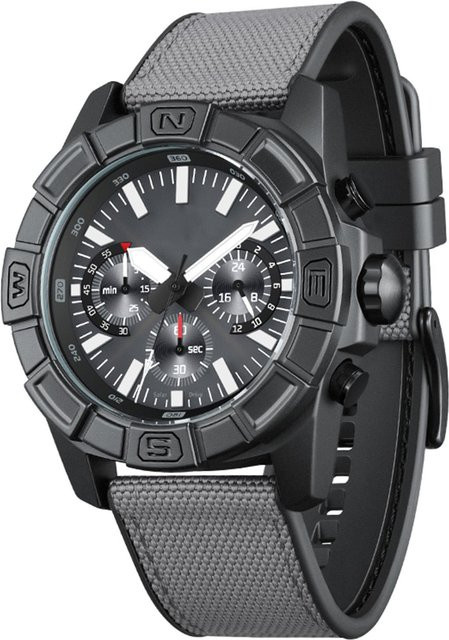 Igeteck Armbanduhr, Solar, Quarz, Edelstahl, Schwarz, 5 ATM, Herren - Bild 1
