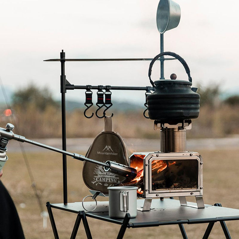 Tragbarer Outdoor Camping Ofen von aimo aus Edelstahl in Silber für Picknick und BBQ - Bild 9
