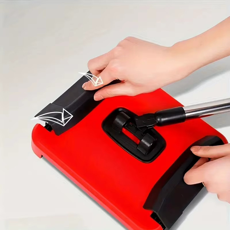 Untior Teppich Kehrmaschine Hand Push in Rot für Home Office zur Reinigung von Tierhaaren, Staub und Papier, B/T/H: 110 x 24 x 24 cm - Bild 4