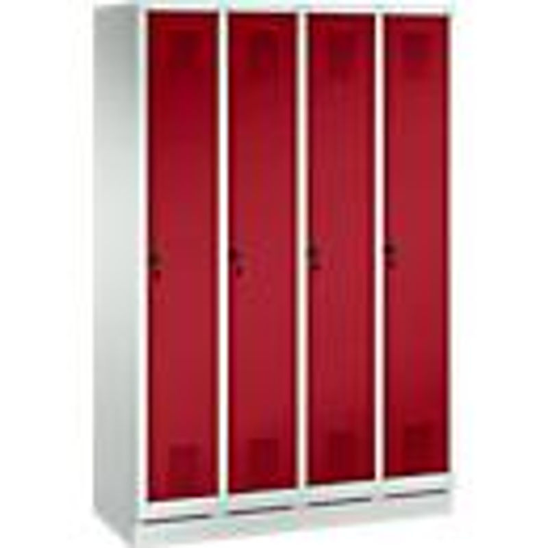 C+P Garderobenschrank Evolo mit 4 Abteilen aus Stahl, Front Rubinrot, Korpus Lichtgrau, H x B x T: 180 x 119 x 50 cm - Bild 2