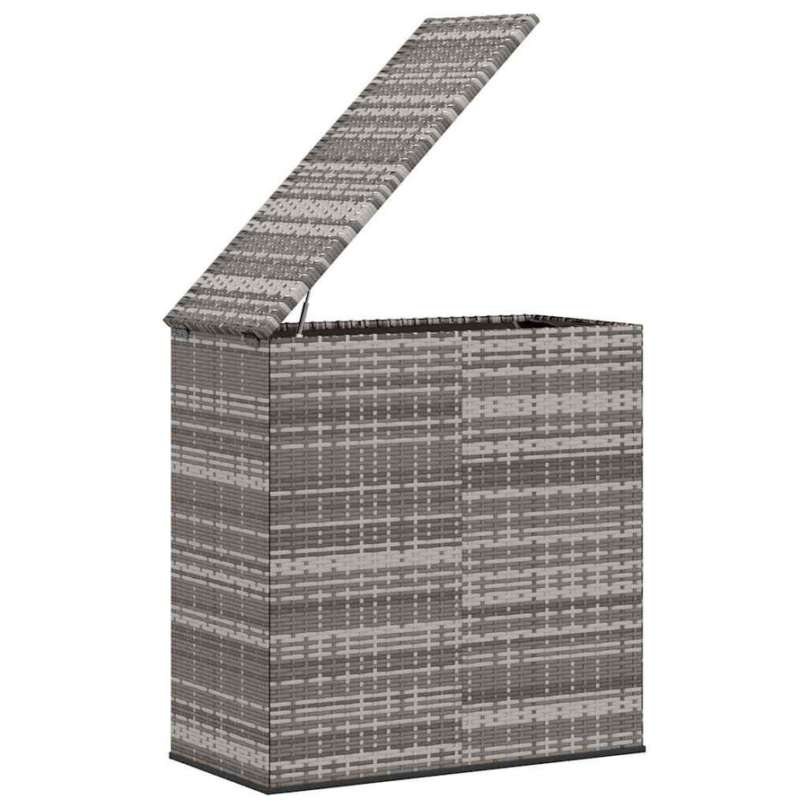 vidaXL Garten-Kissenbox aus PE-Rattan und pulverbeschichtetem Stahl in Grau, B/T/H: 100 x 49 x 103,5 cm - Bild 2