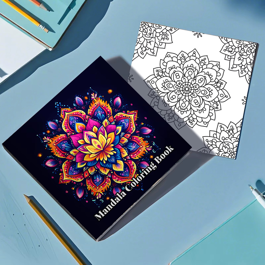 Mandala Malbuch für Erwachsene mit niedlichen Blumen-Motiven, Mehrfarbig - Bild 4