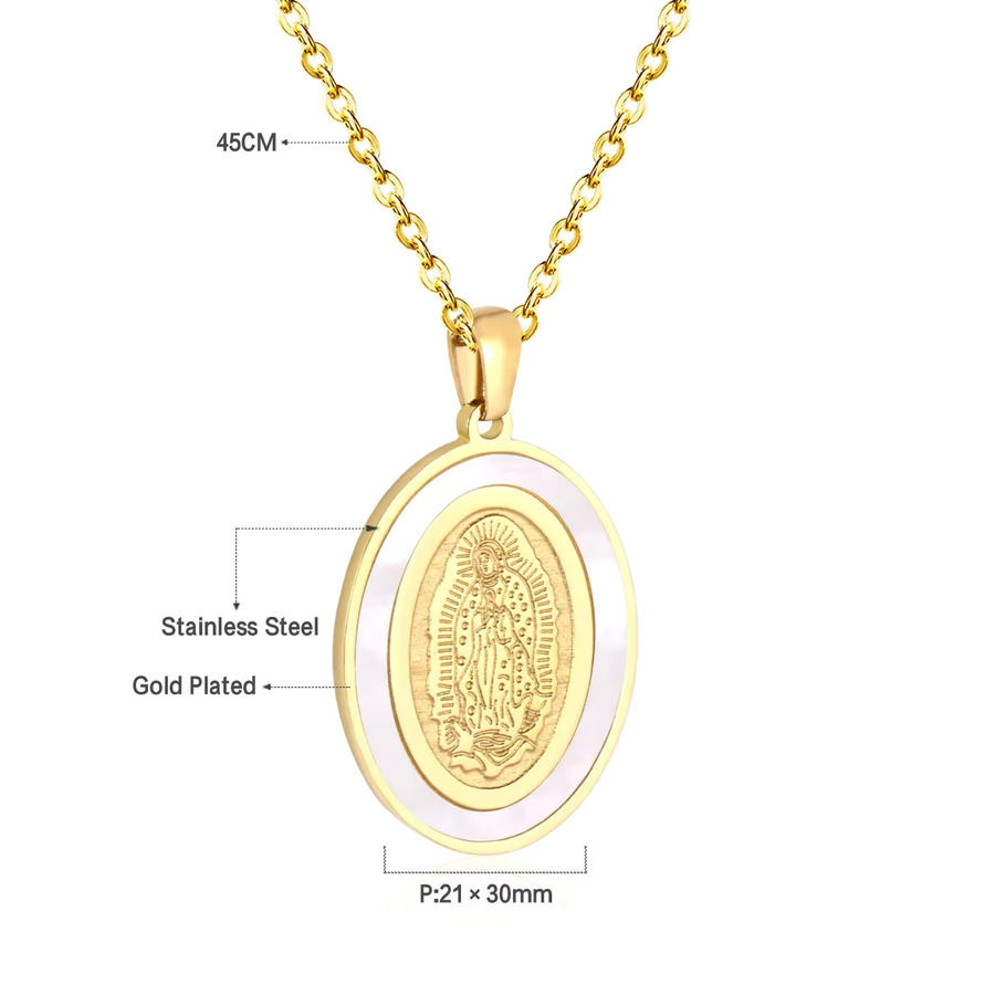 LUXUSTEEL Halskette Jungfrau Maria, Gold, Edelstahl, Unisex - Bild 1