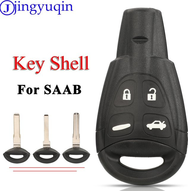 Jingyuqin Ersatz-Fernbedienungs-Autoschlüsselgehäuse für SAAB 93 95 9-3 9-5 in Schwarz mit ungeschnittenem Schlüsselblatt und Smart Card - Bild 1