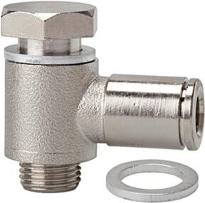 Riegler L-Steckverschraubung metallica, Messing vernickelt, G 1/8, für Schlauch-Ø 8 mm, Silber - Bild 1