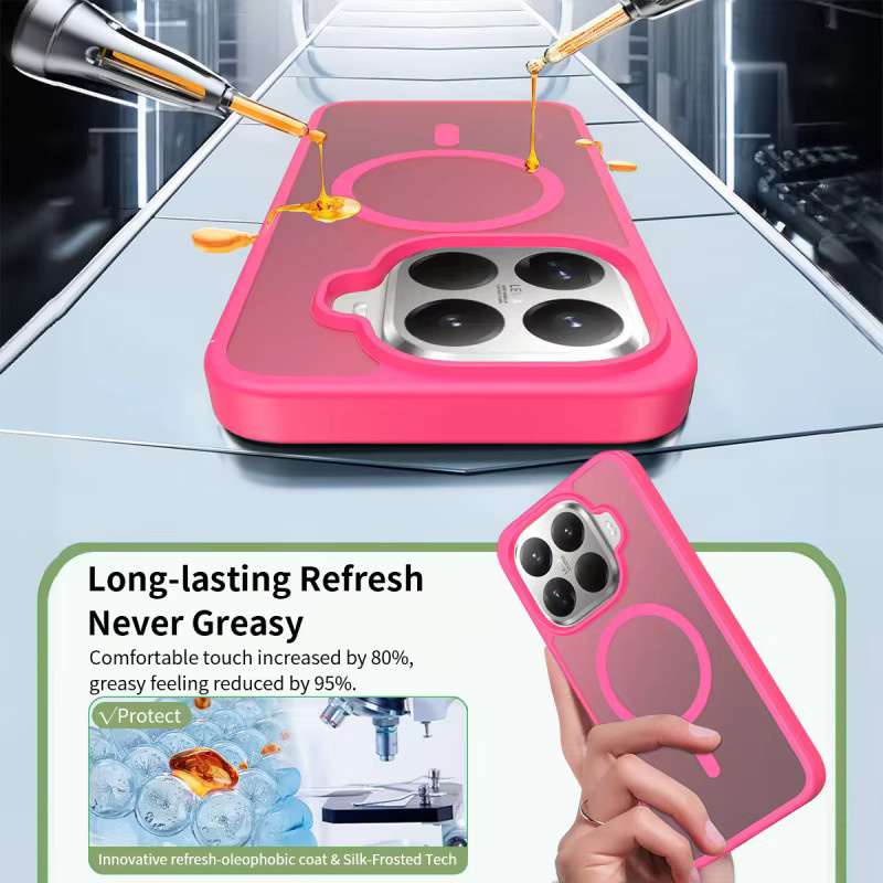 Stoßfeste MagSafe Matte Rüstung Schutzhülle für Xiaomi 17 Pro Max 5G und 15T Pro mit magnetischer kabelloser Ladefunktion in Purple oder Pink - Bild 3