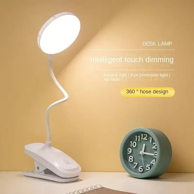 XIWANGFIRE Mini-LED-Schreibtischlampe mit Clip-on-Funktion, Touch-Steuerung und 3 Modi, wiederaufladbare LED-Leselampe für Büro und Zuhause - Bild 2