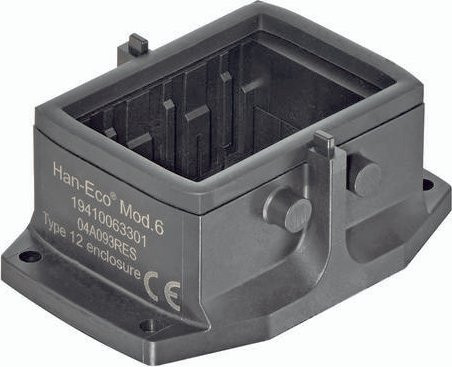 HARTING Anbaugehäuse aus Kunststoff in Schwarz und Grau 19 41 006 3301 - Bild 1