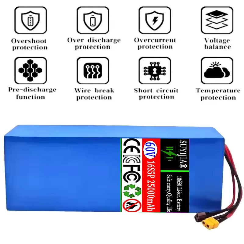 SUYIJIA Lithium-Akku 16S5P 60V 25Ah High-Power 2000W mit integriertem BMS in Blau für Motorrad, Roller und Fahrradmotor - Bild 4