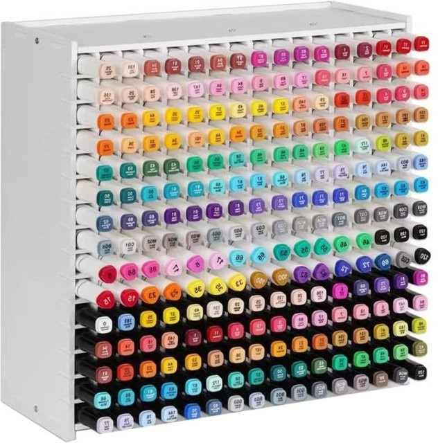 PVC-Marker-Regal in Weiß mit mehreren Fächern als Organizer für Markierstifte und Pinselhalter - Bild 1