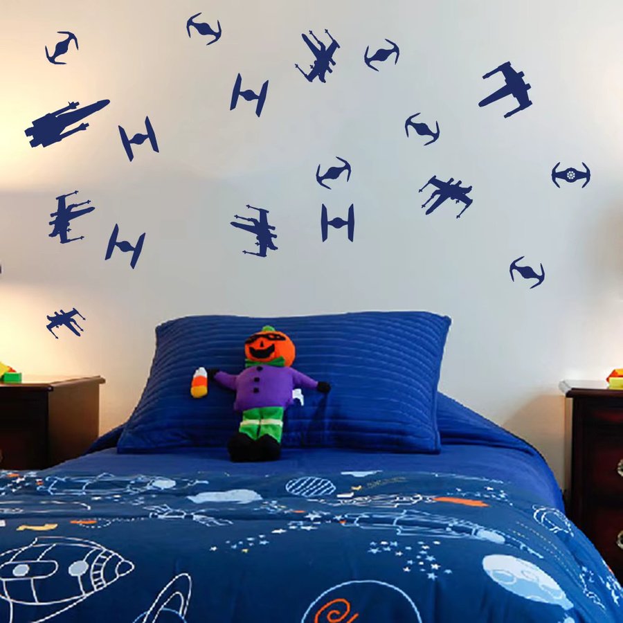 Duruibom Wandtattoo Set mit 21 Cartoon Raumschiff und Sternen in Weiß für Kinderzimmer und Spielzimmer - Bild 2