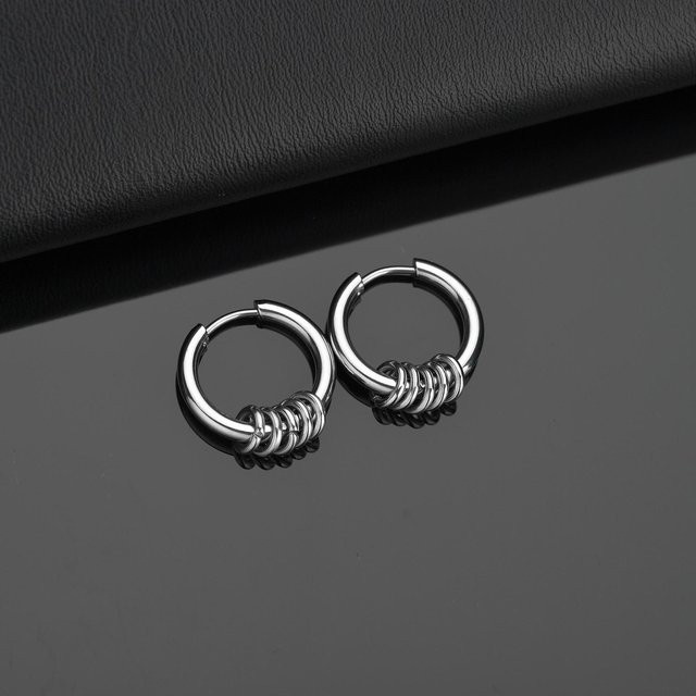 Creolen Edelstahl, Schwarz, 20mm, Unisex - Bild 1