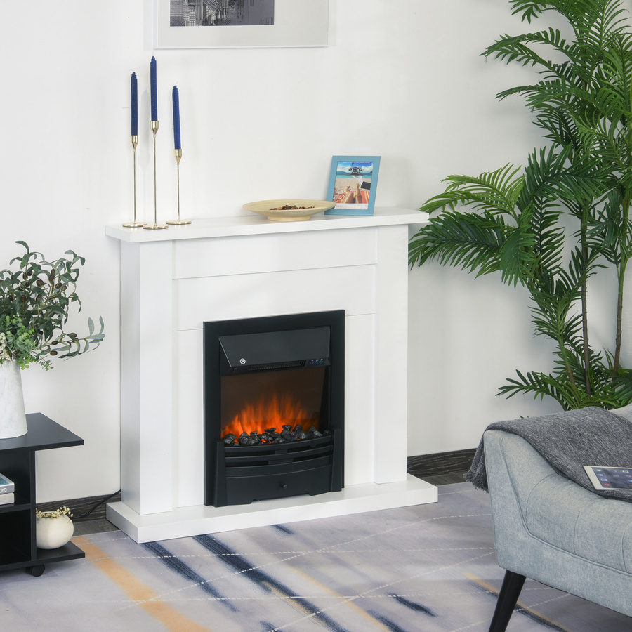 HOMCOM Elektrokamin Standkamin mit 2000W Heizung, LED 3D-Flammeneffekt und Fernbedienung, Weiß - Bild 2