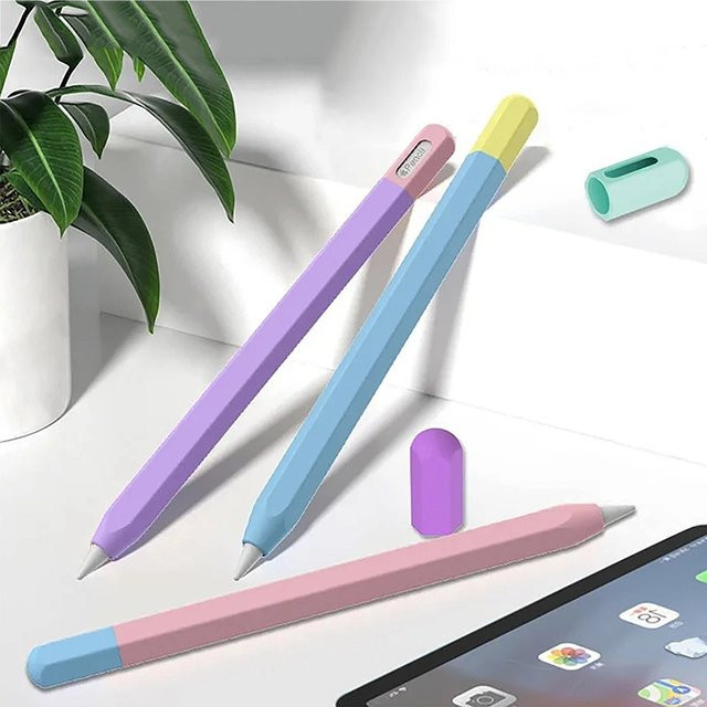 Rutschfeste Silikon-Stifthülle für Apple Pencil 1. und 2. Generation in Grün und Multicolour - Bild 1