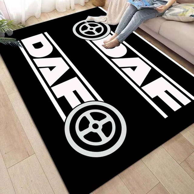Karpetti DAF LKW Oldtimer Logo Teppich, Waschbarer Polyester Teppich für Wohnzimmer, Schlafzimmer oder Kinderzimmer, Schwarz, Breite: 120 cm, Länge: 160 cm - Bild 1
