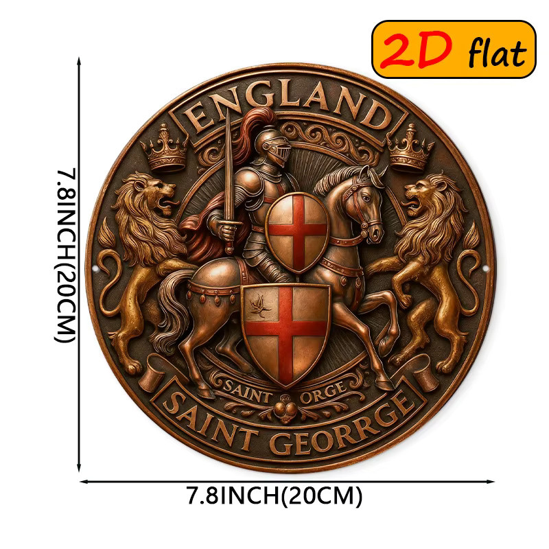 CIFBUY Metallplakette Saint George als Ritter beim Drachentöten, runde Wanddekoration aus Eisen, Durchmesser: 50,8 cm - Bild 2