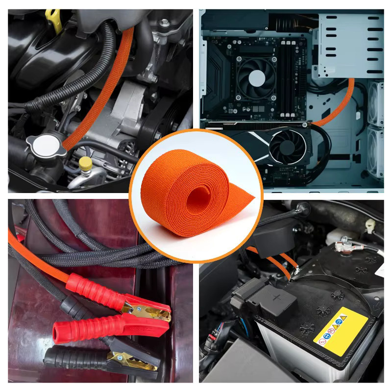Orangefarbene geflochtene PET-Kabelhülse als flammhemmender Schrumpfschlauch und Draht-Organizer für 4–30 mm Durchmesser - Bild 5