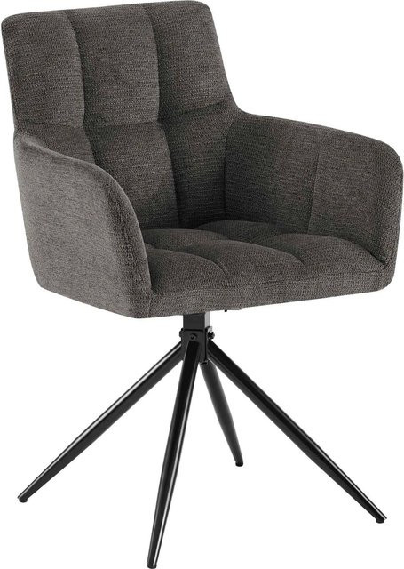 DELUKE Esszimmerstuhl DEBAS in Dunkelgrau mit Stoffbezug und Metallgestell B/T/H: 59 x 59 x 87 cm - Bild 1