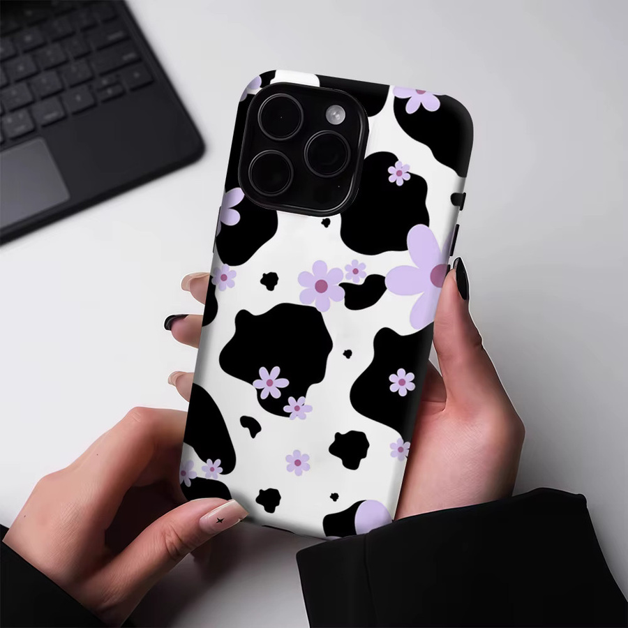 Potdemiel Handyhülle mit Kuh-Design für iPhone 17 16 15 14 13 Pro Max Plus, magnetisch, doppelschichtig und robust, Schwarz und Rosa - Bild 4