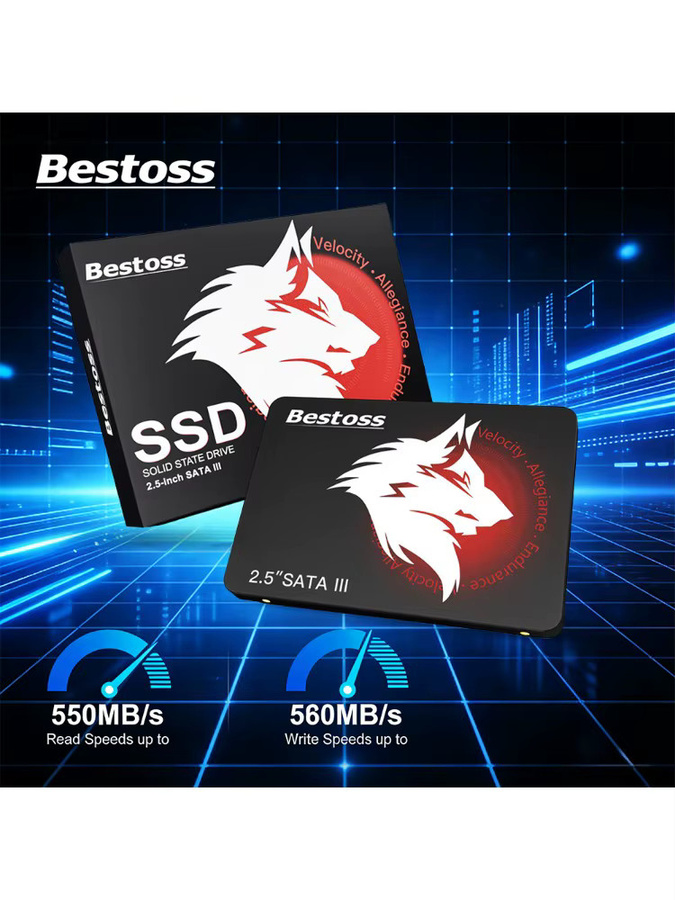 Bestoss SATA 3.0 SSD 2,5 Zoll Solid-State-Laufwerk für Desktop oder Laptop in Schwarz - Bild 4