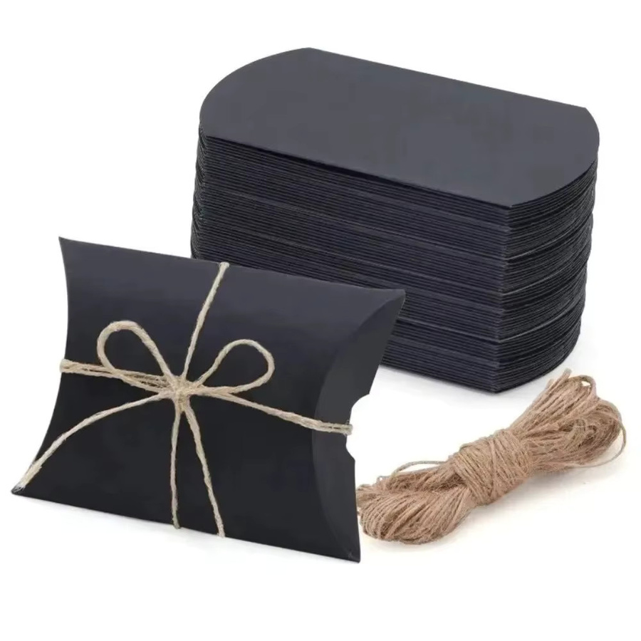 50 Stück Mehrfarbige Kraftpapier-Kissen-Süßigkeitenboxen aus Kraftpapier mit Hanfseil für Hochzeiten, Geburtstage und Partys - Bild 3
