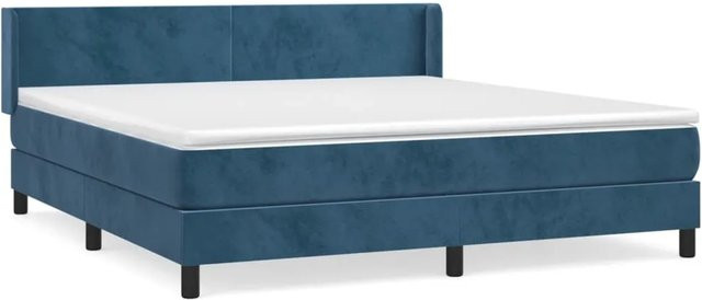 vidaXL Boxspringbett mit Matratze Dunkelblau Samt B/T: 160 x 200 cm - Bild 1