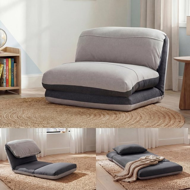 MCW Schlafsessel E68 Funktionssessel als Schlafsofa in Dunkelgrau/Hellgrau mit Metallgestell und Stoffbezug, B/T/H: 75 x 171,99 x 217 cm - Bild 2