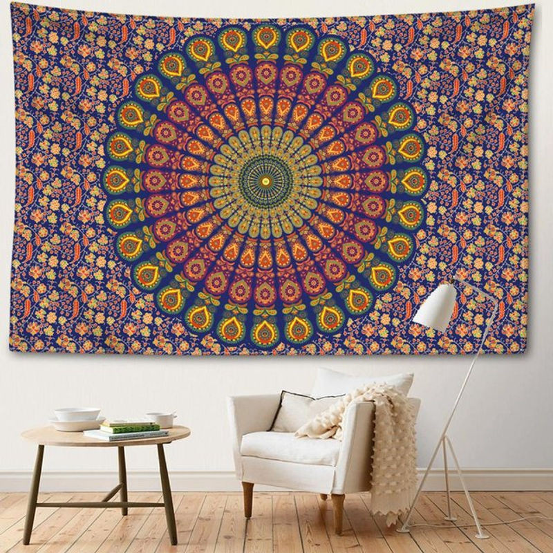 Super Six Wandtapiserie Mandala Abstrakt Bohemian Design Mehrfarbig B: 95 cm, H: 73 cm - Bild 1