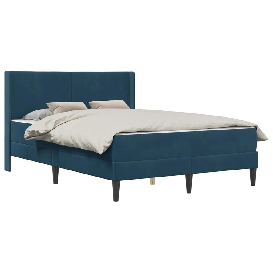 vidaXL Bettrahmen mit Matratze aus Samt in Blau, B/T/H: 120 x 192 x 280 cm - Bild 2