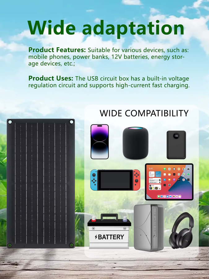ElEGEEK Flexibles Solarpanel-Set mit 60A Controller und USB Typ-C für Auto, Boot und Wohnmobil, Schwarz - Bild 3