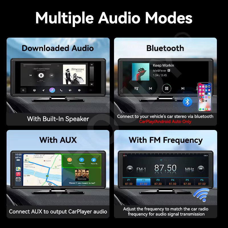 VENBES Universal Autoradio mit 10,26 Zoll IPS HD Touchscreen, Android Auto und Apple CarPlay, Schwarz, mit USB und WLAN sowie Mirrorlink-Unterstützung - Bild 5