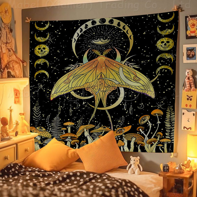 Rastar Party Banner Death Moth Skull Design in Mehrfarbig, Rechteckiges Textil-Hängebanner für Werbung und Dekoration - Bild 1