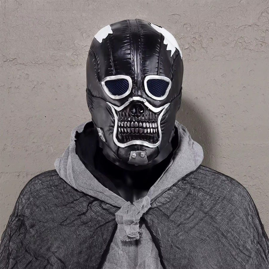 Vmonke Dorohedoro Maske Cosplay, Schädel Latex Helm, Schwarz - Bild 2
