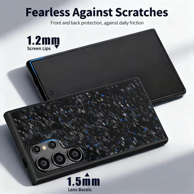 Stoßfeste MagSafe Handyhülle mit Carbon Fiber Textur und Alloy Lens Schutz für Samsung Galaxy S25 S24 S23 S22 Plus Ultra in Schwarz oder Grün - Bild 1