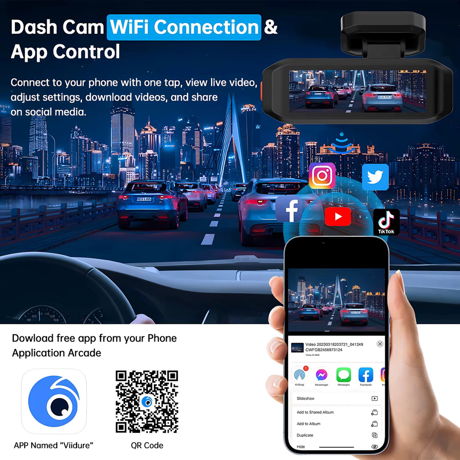 MYOLSD ADAS Dashcam mit 4K und 2.5K Dual-Objektiv, WLAN Auto-DVR Mini-Fahrtenschreiber mit 24-Stunden-Überwachung und Nachtsicht, Schwarz - Bild 5