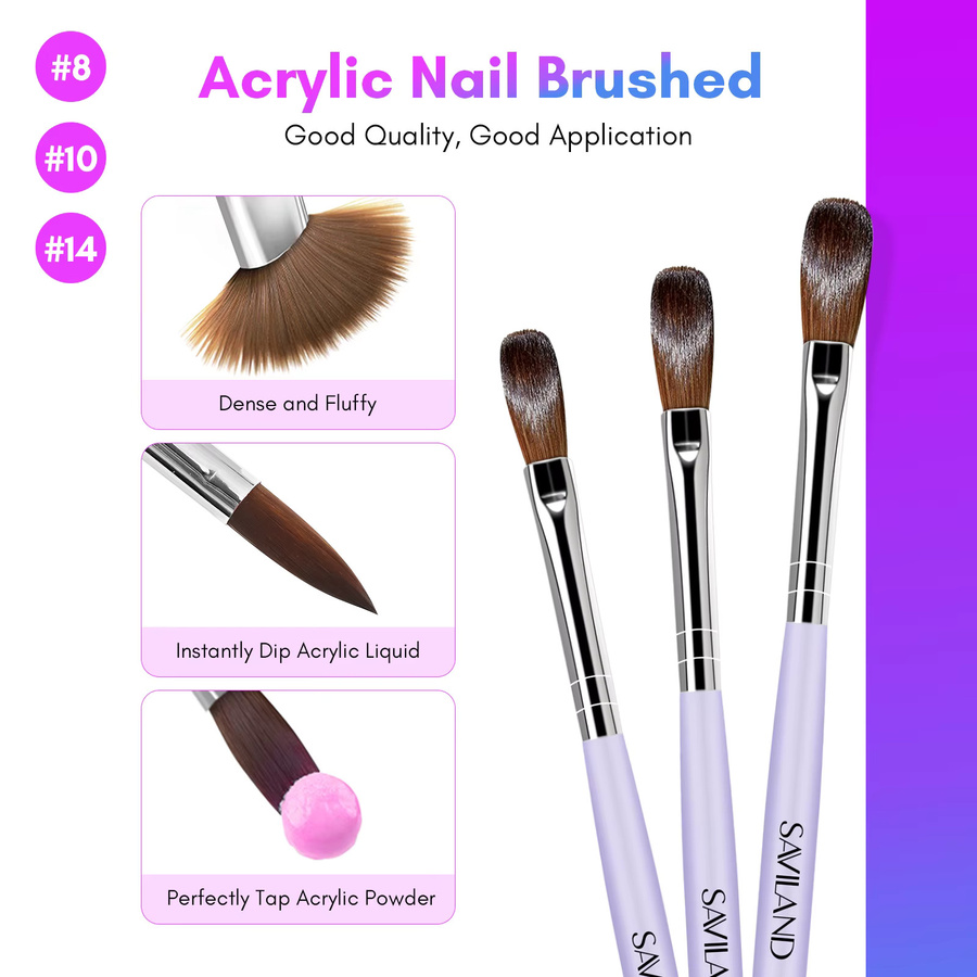 Saviland Monomer-Acryl-Nagelflüssigkeit, 240 ml, mit 3 Acrylpinseln - Bild 4