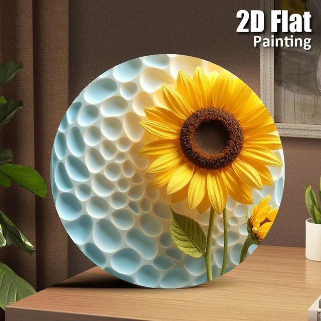 Rundes Aluminium-Wanddekor von Potdemiel mit Sonnenblumen-Motiv, Durchmesser: 20 cm - Bild 1
