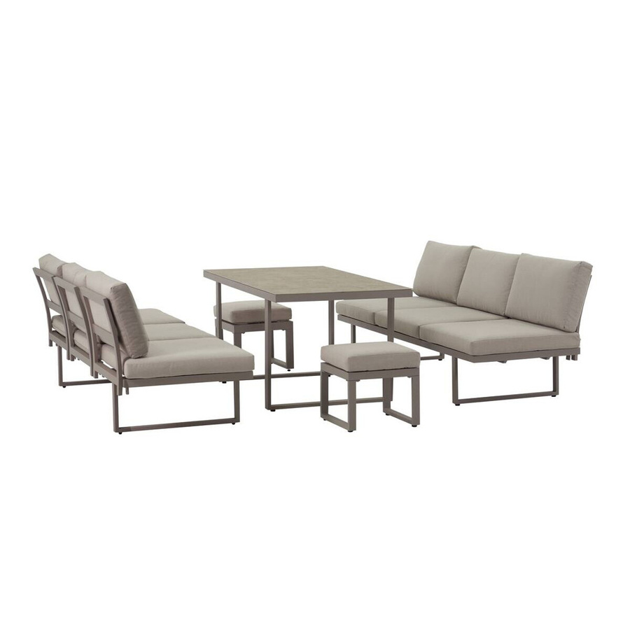 Gartensitzgruppe POCOline Tulum in Grau und Beige aus Aluminium mit Glas - Bild 2