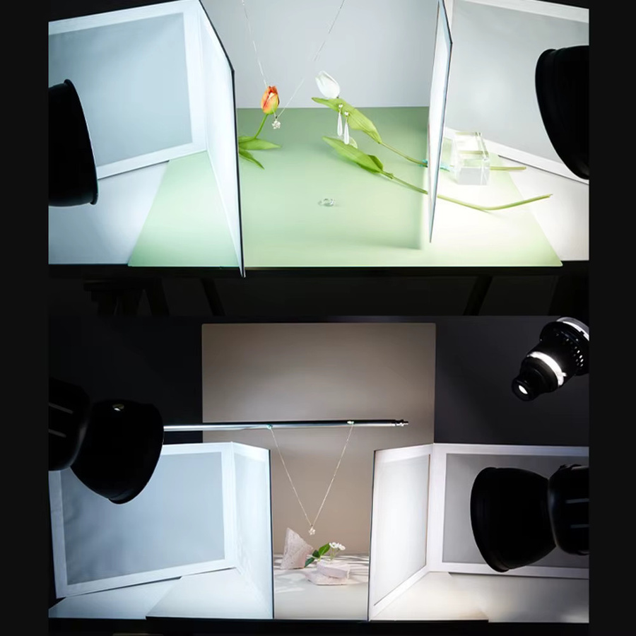 Tragbarer faltbarer V-Flat Fotografie-Reflektor als Lichtdiffusor-Board in Weiß, B: 85 cm, H: 29,5 cm - Bild 3